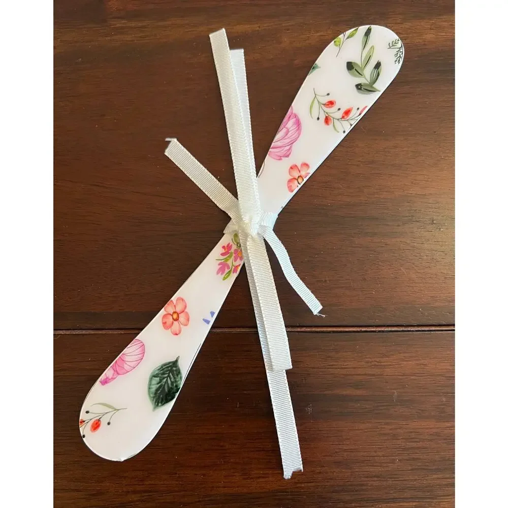 Wooden Easter Bunny Cheese Board with Floral Knife - New With Tags & Bow